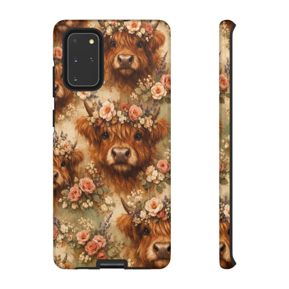 Floral Highland Cow Tough Case