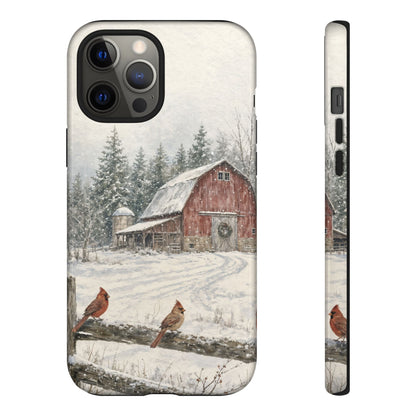 Snowy Red Barn Tough Case