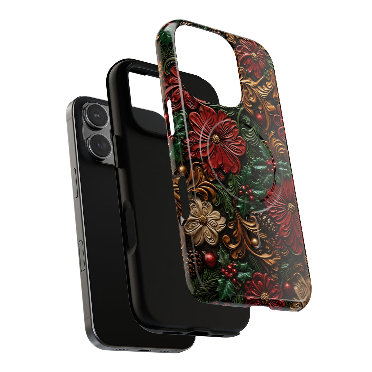 Tooled Christmas Blooms Magnetic Case