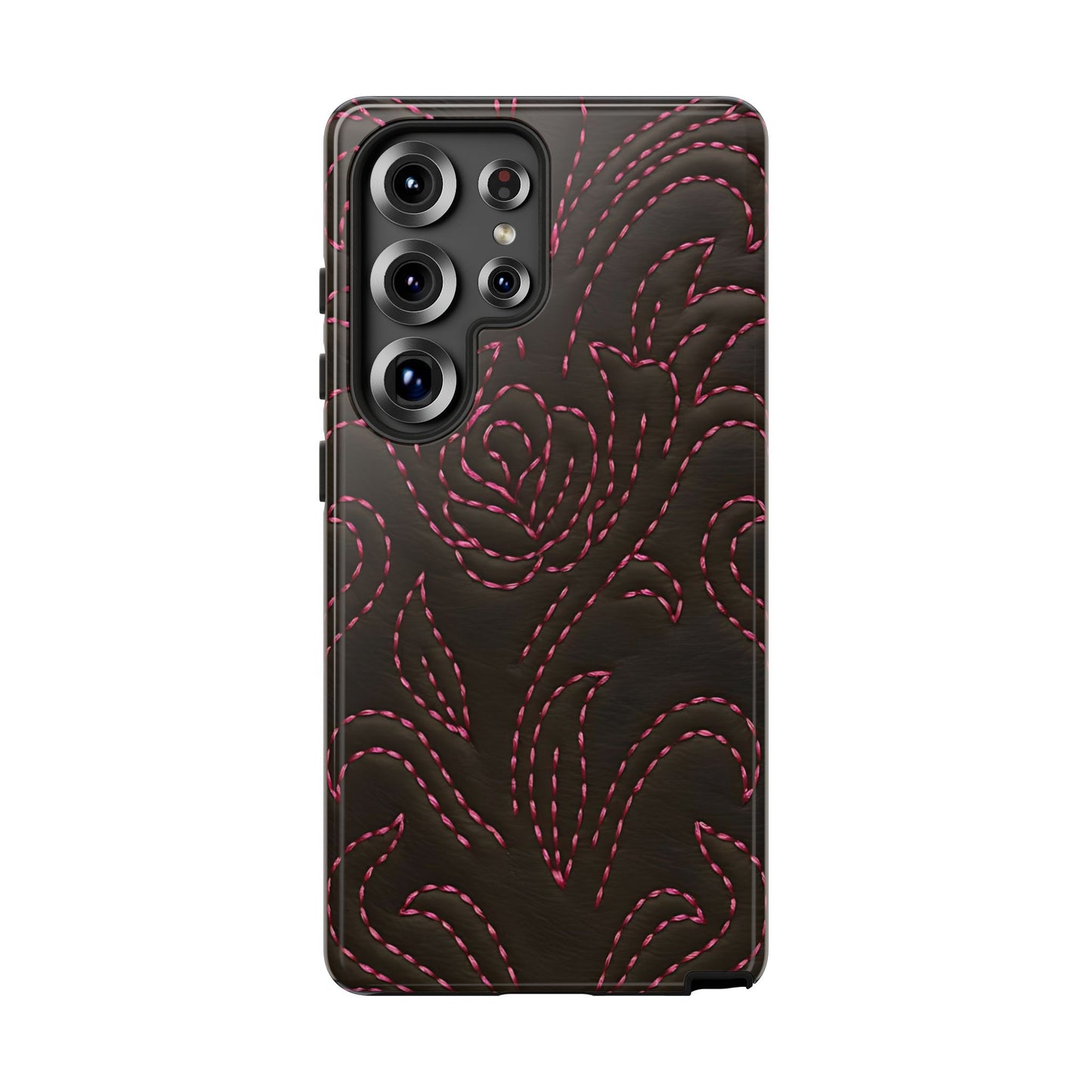 Pink on Black Stitch Tough Phone Case