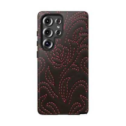 Pink on Black Stitch Tough Phone Case