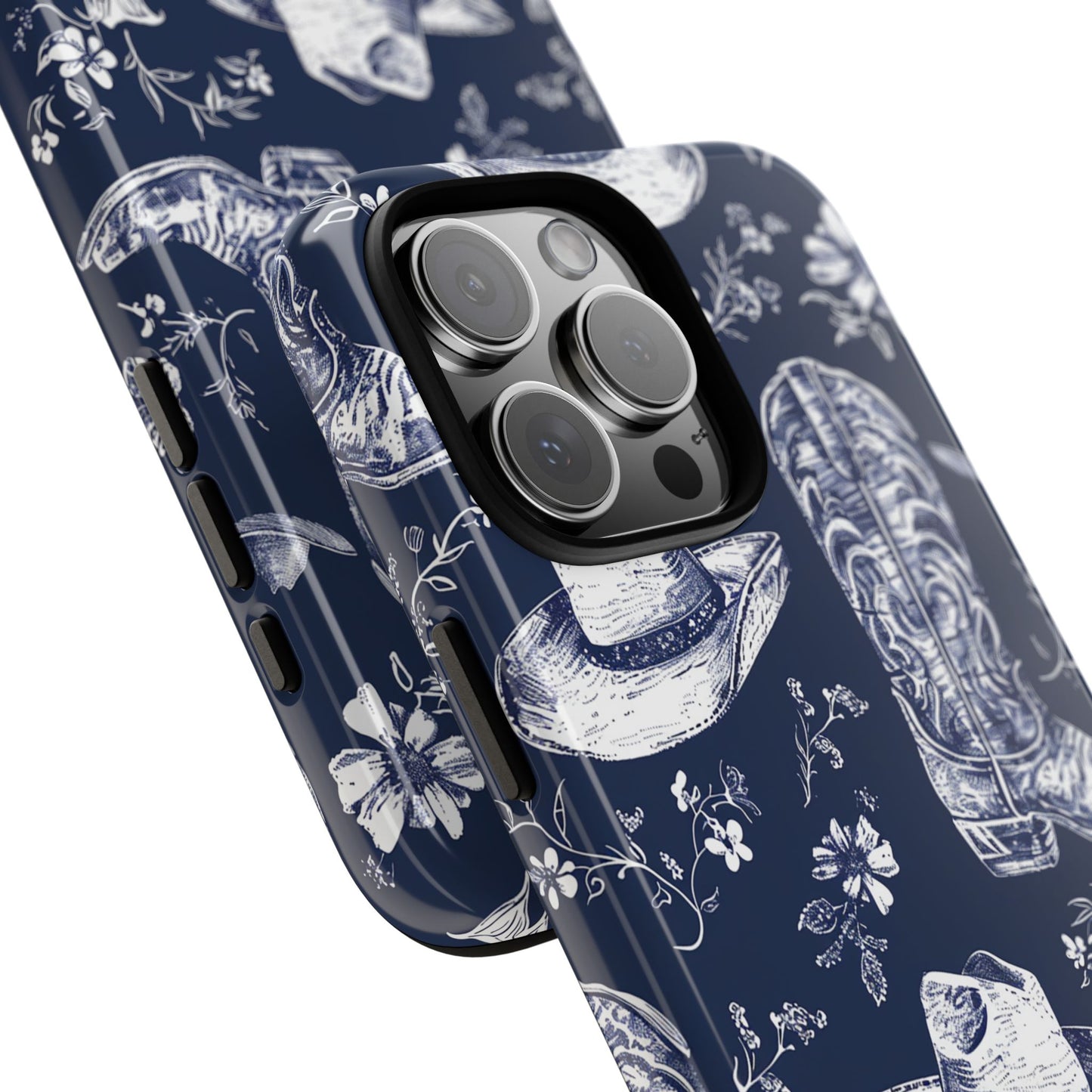 Navy Floral Boots Tough Phone Case