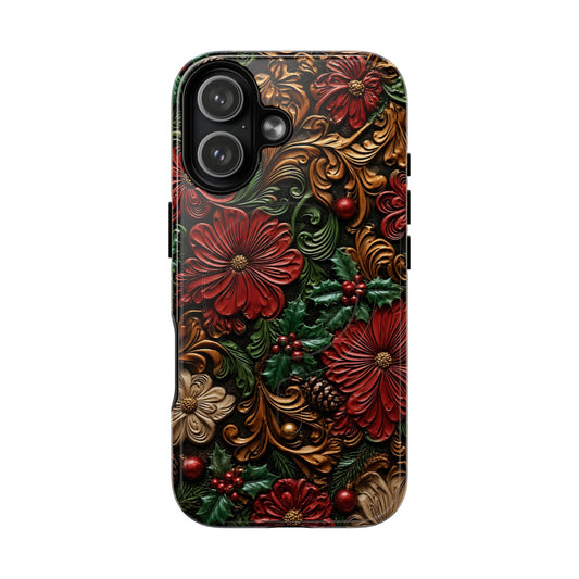 Tooled Christmas Blooms Magnetic Case