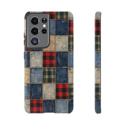 Denim Plaid Patchwork Tough Case