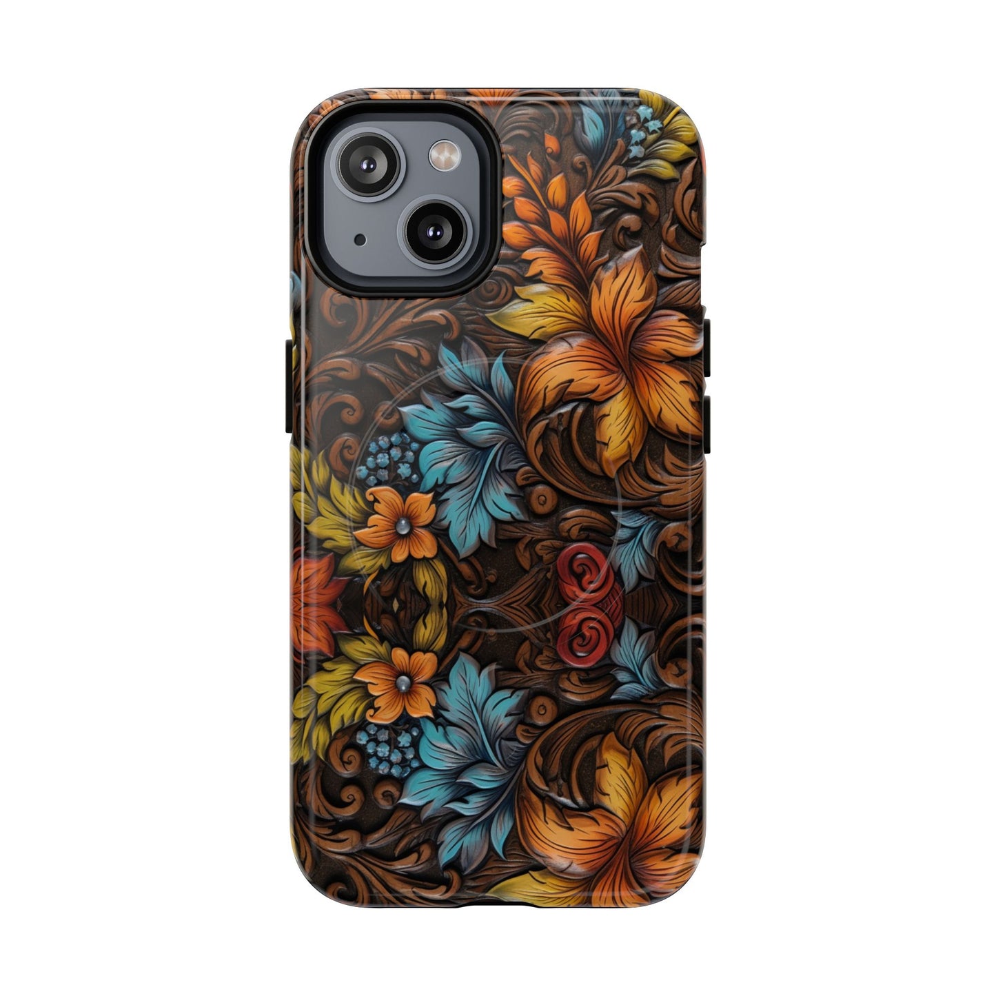 Floral Wood-Print Magnetic Case