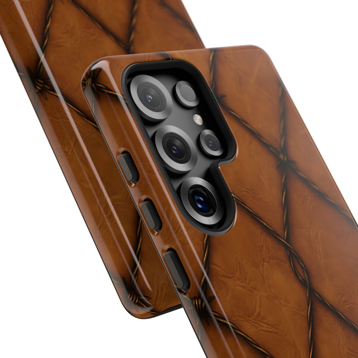 Tan Barbed Wire Grid Tough Phone Case