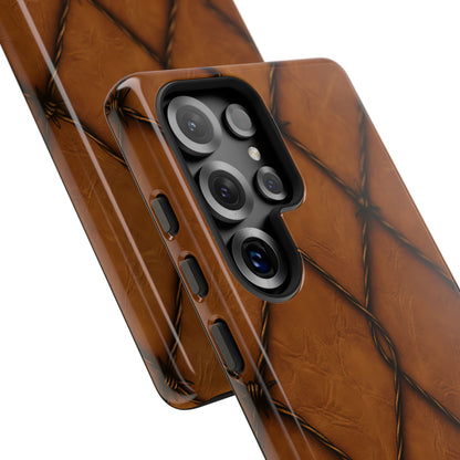 Tan Barbed Wire Grid Tough Phone Case
