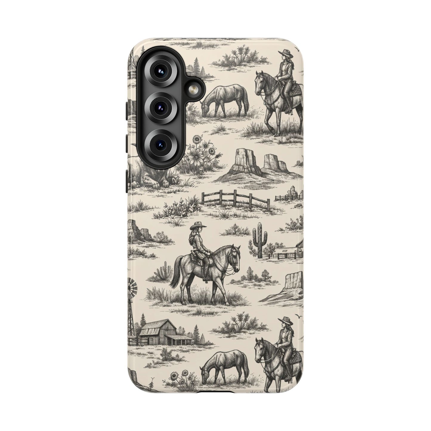 Western Toile Black Tough Case