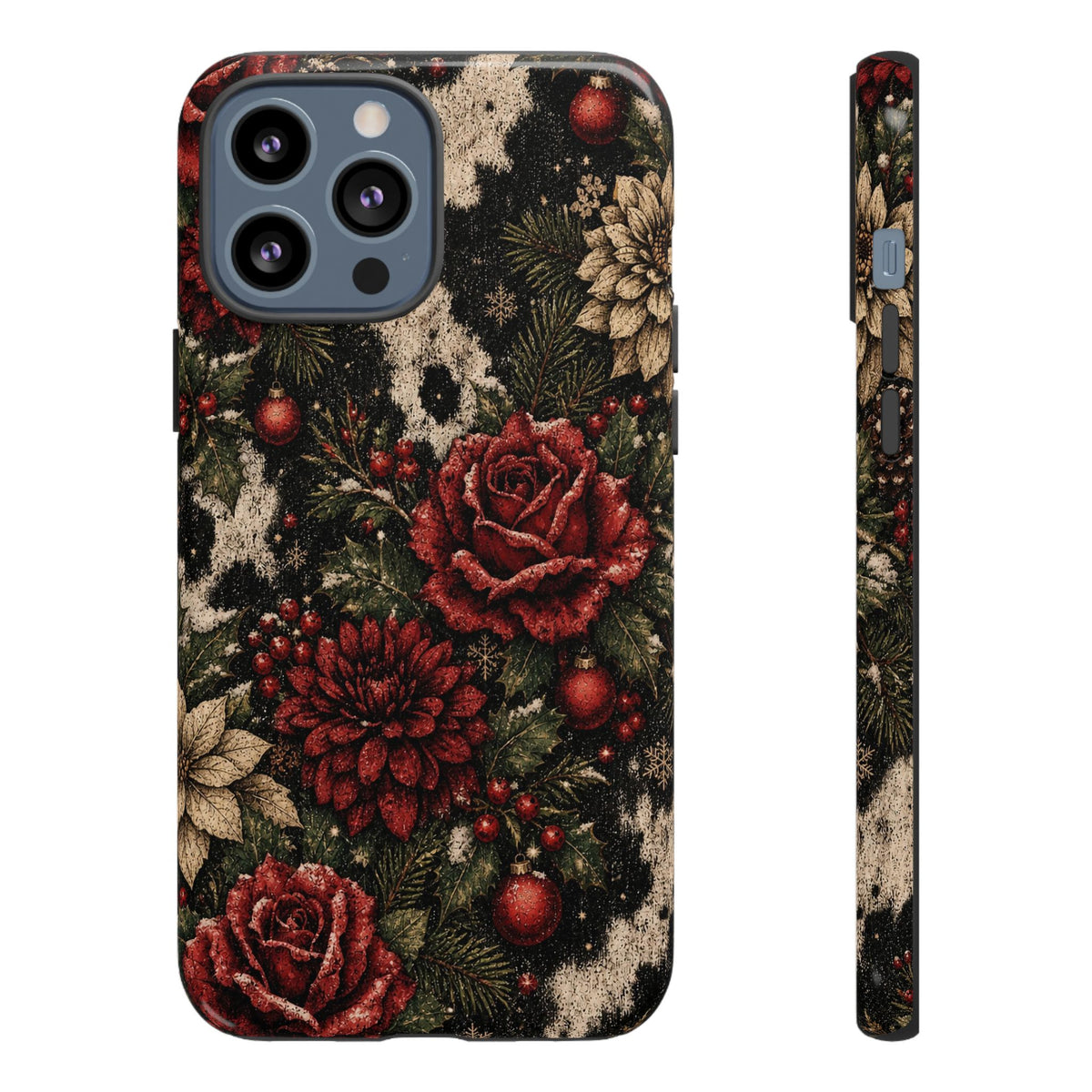 Cowhide Christmas Roses Tough Case