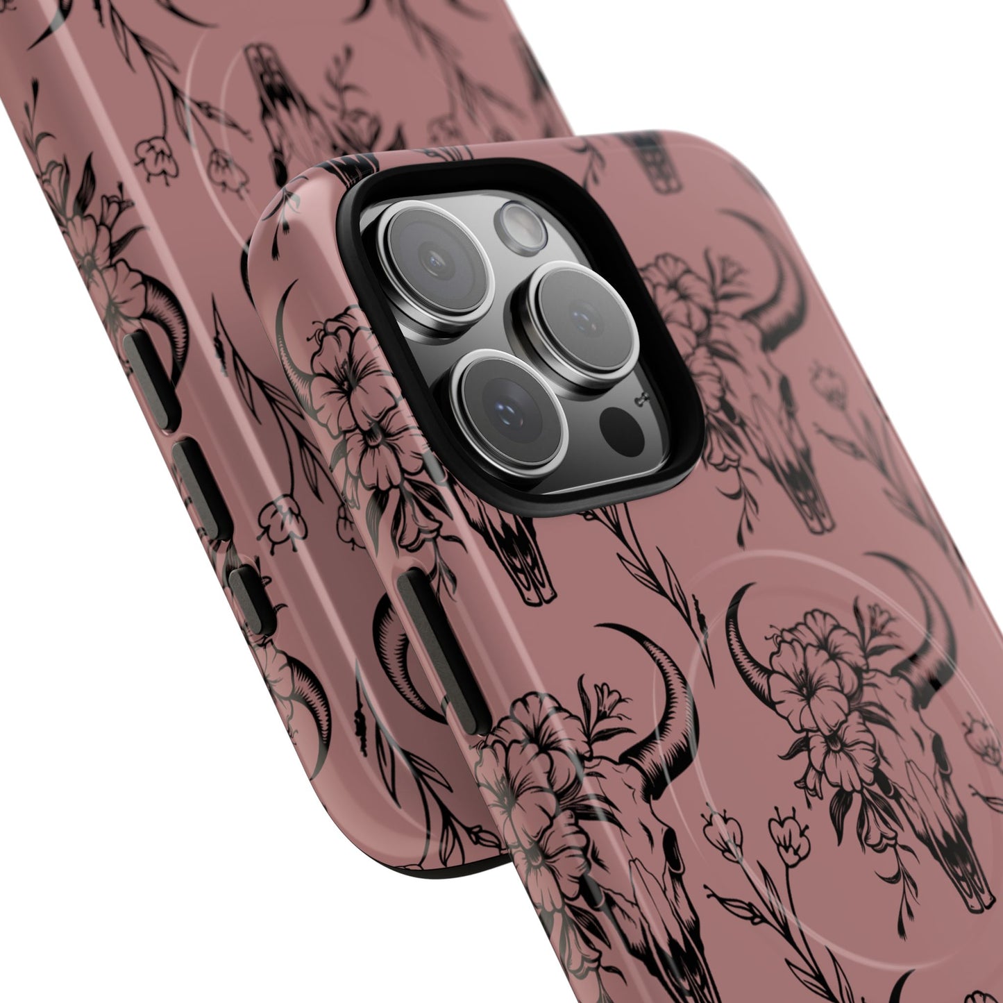 Mauve Floral Skull Magnetic Case