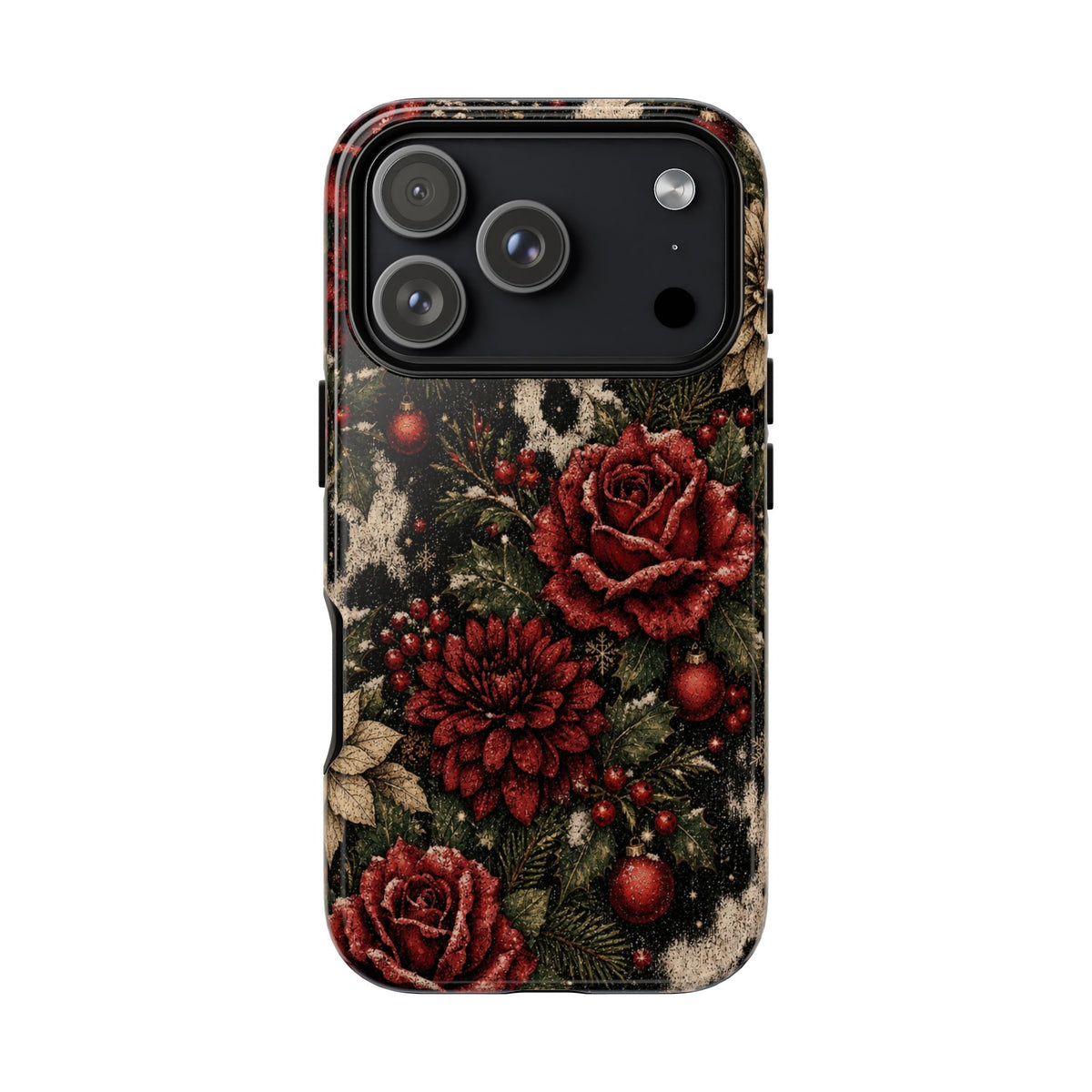 Cowhide Christmas Roses Tough Case