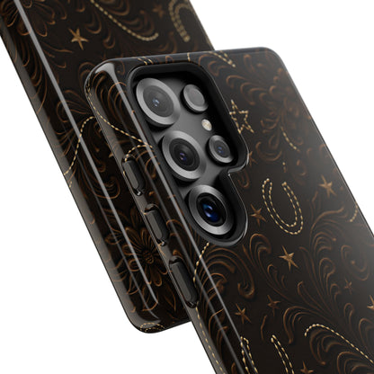 Dark Boot Stitch Horseshoe Scrolls Tough Case