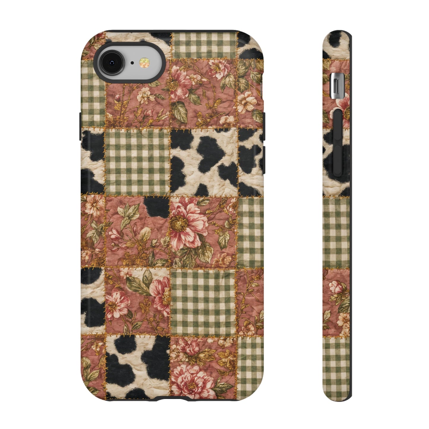 Cowhide Floral Quilt Tough Case