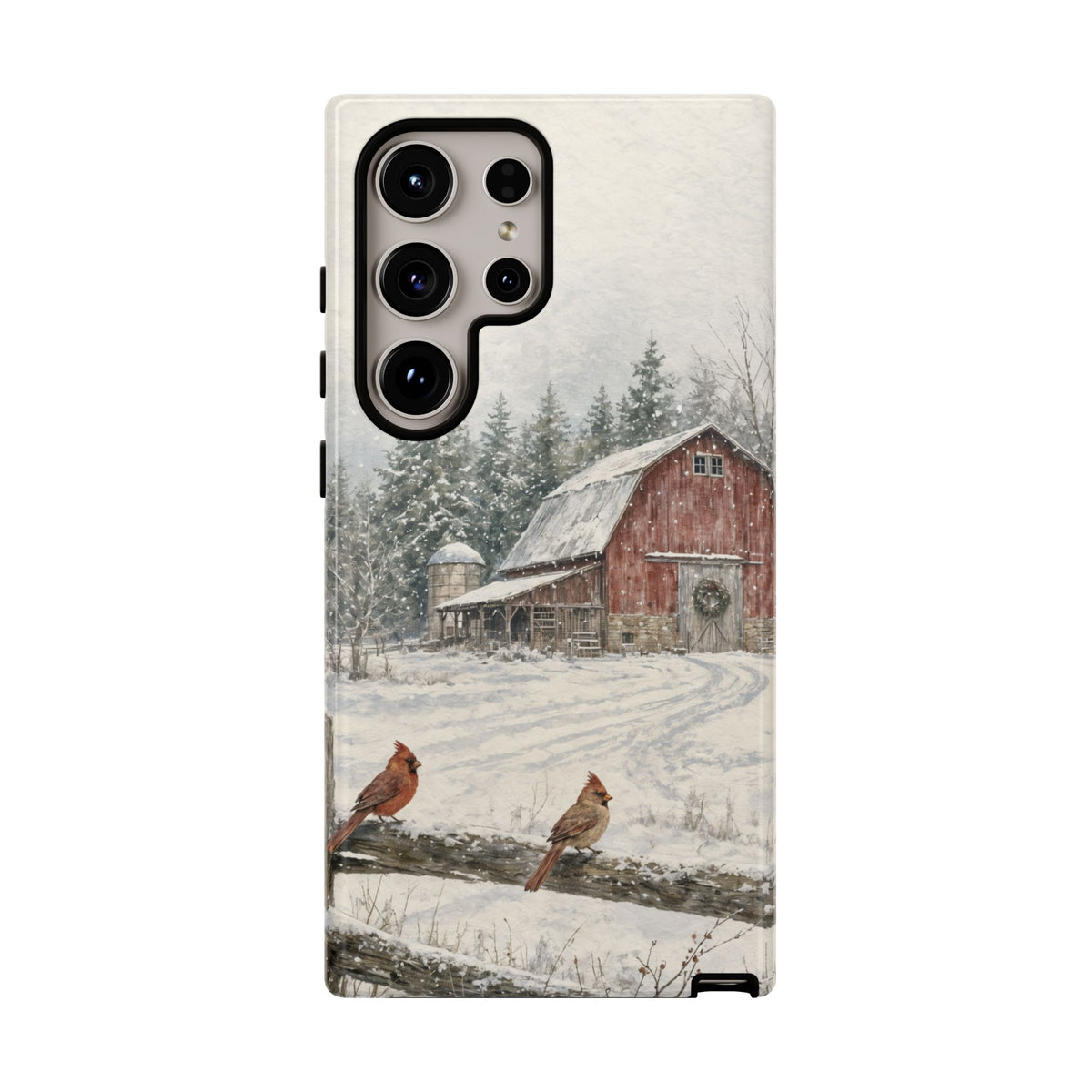 Snowy Red Barn Tough Case