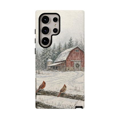 Snowy Red Barn Tough Case