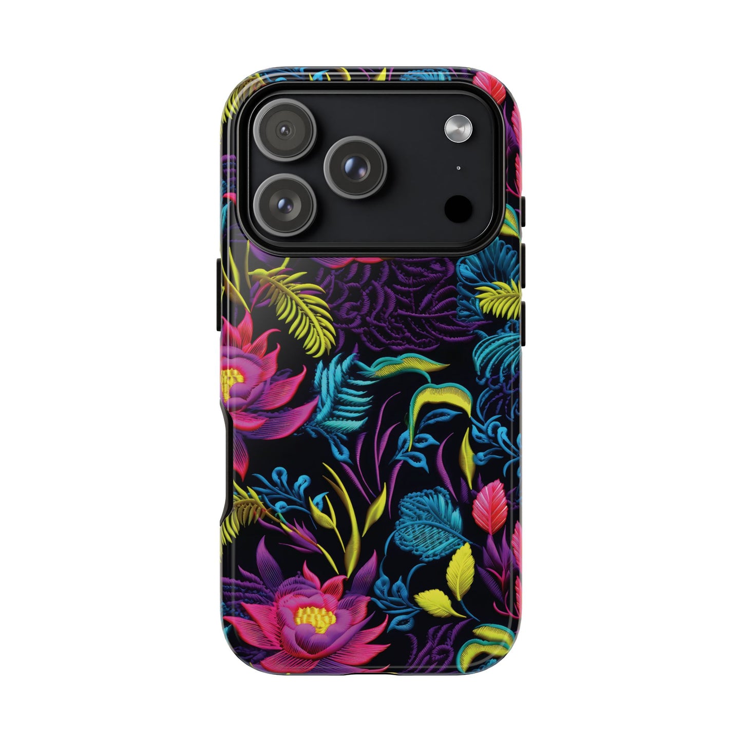 Neon Pink Flowers Tough Phone Case