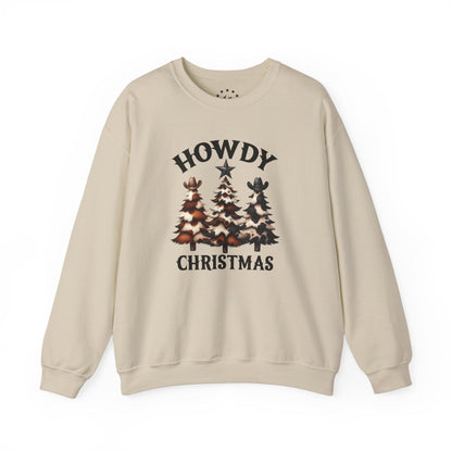 Howdy Christmas Cowhide Trees Sweatshirt