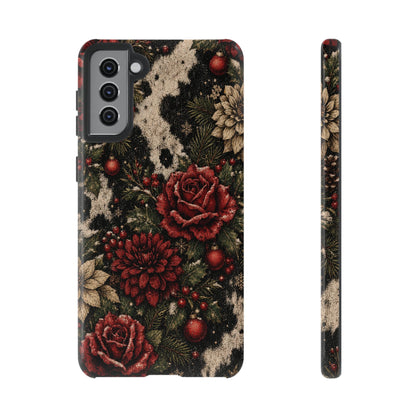 Cowhide Christmas Roses Tough Case
