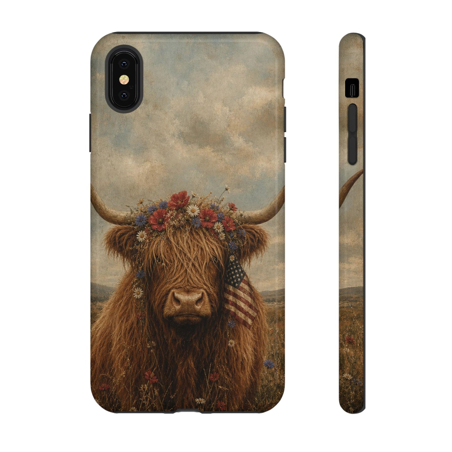 Patriotic Highland Cow Tough Case