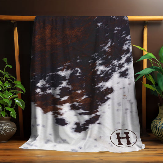 Cowhide Print Monogram Blanket