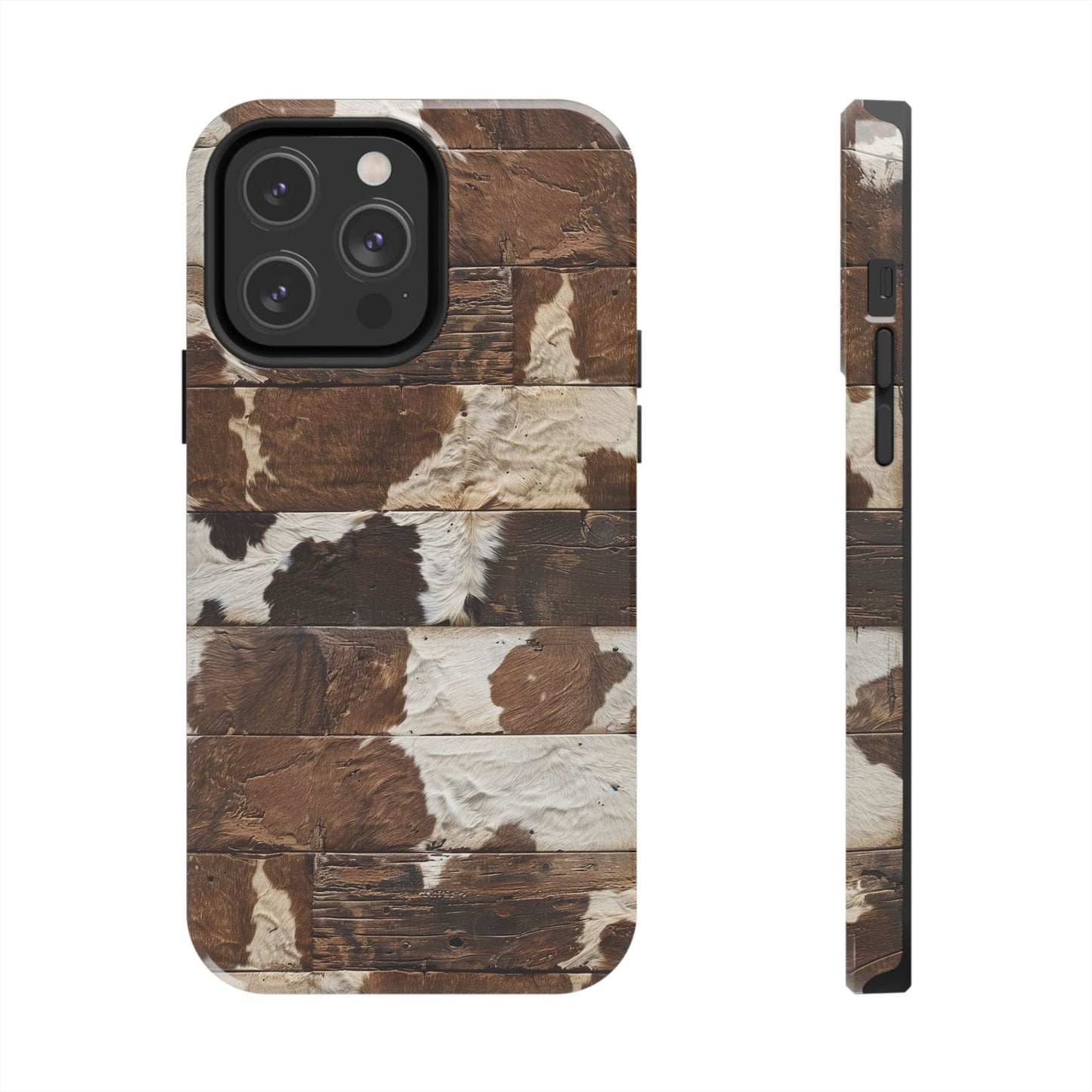 Brown Wooden Cowhide Phone Case