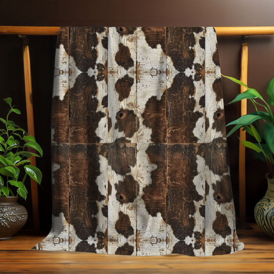 Brown Wooden Cowhide Blanket