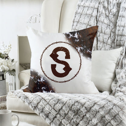 Cowhide Monogram Pillow