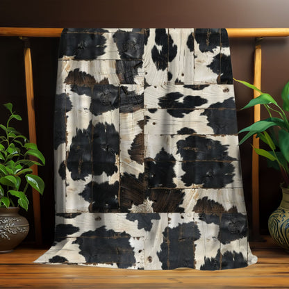 Black Wooden Cowhide Blanket