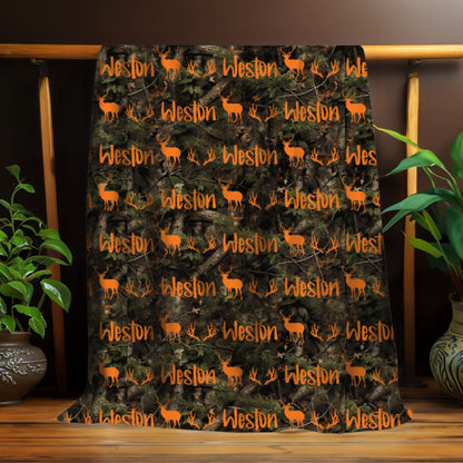 Personalized Camo Deer Blanket