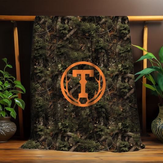 Antler Monogram Camo Blanket