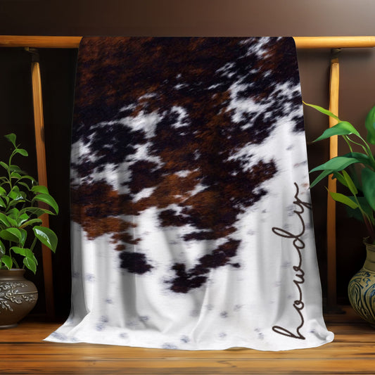 Cowhide Print Howdy Blanket