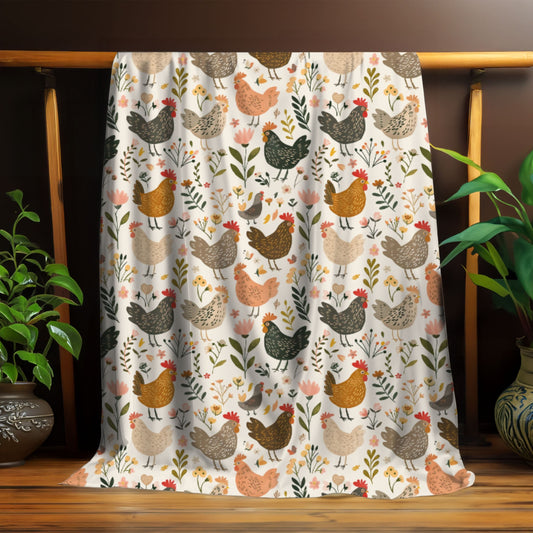 Floral Chickens Blanket