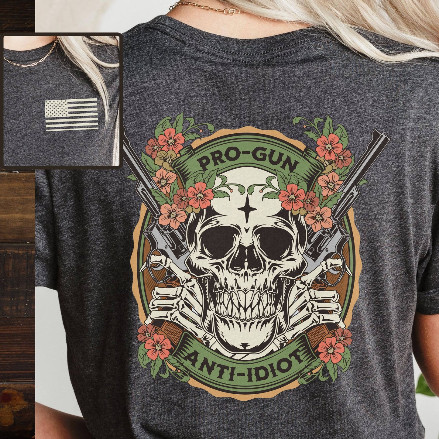 Pro-Gun Anti-Idiot Skull T-shirt