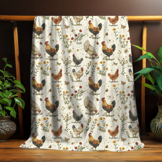 Cottage Core Chickens Blanket