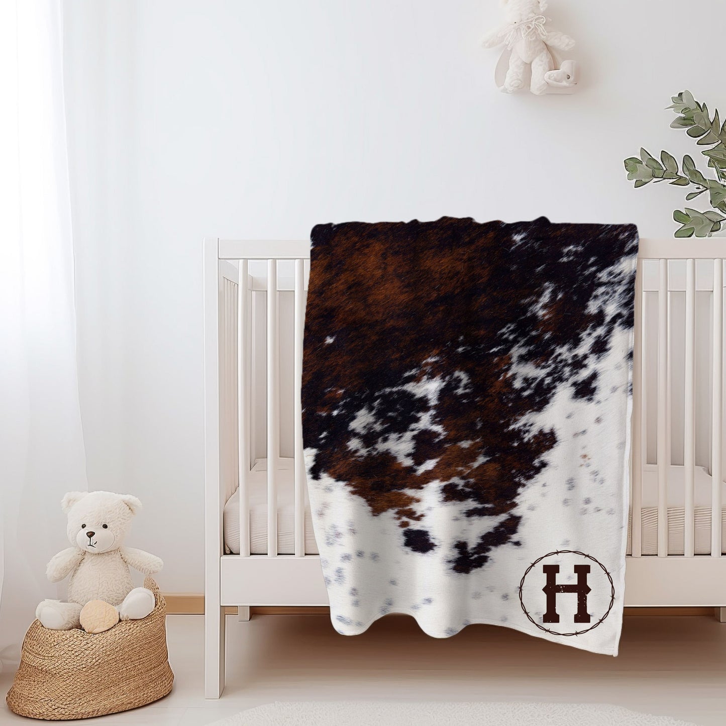 Cowhide Print Monogram Blanket