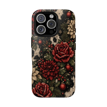 Cowhide Christmas Roses Tough Case