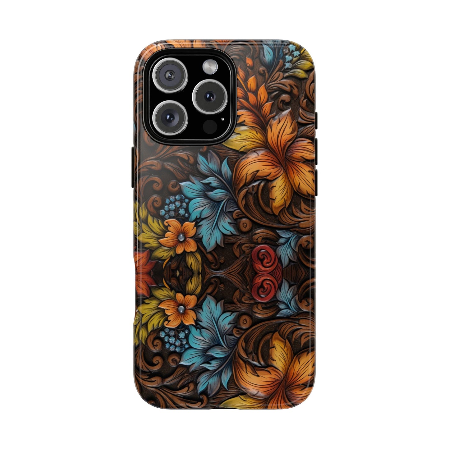 Floral Wood-Print Tough Phone Case