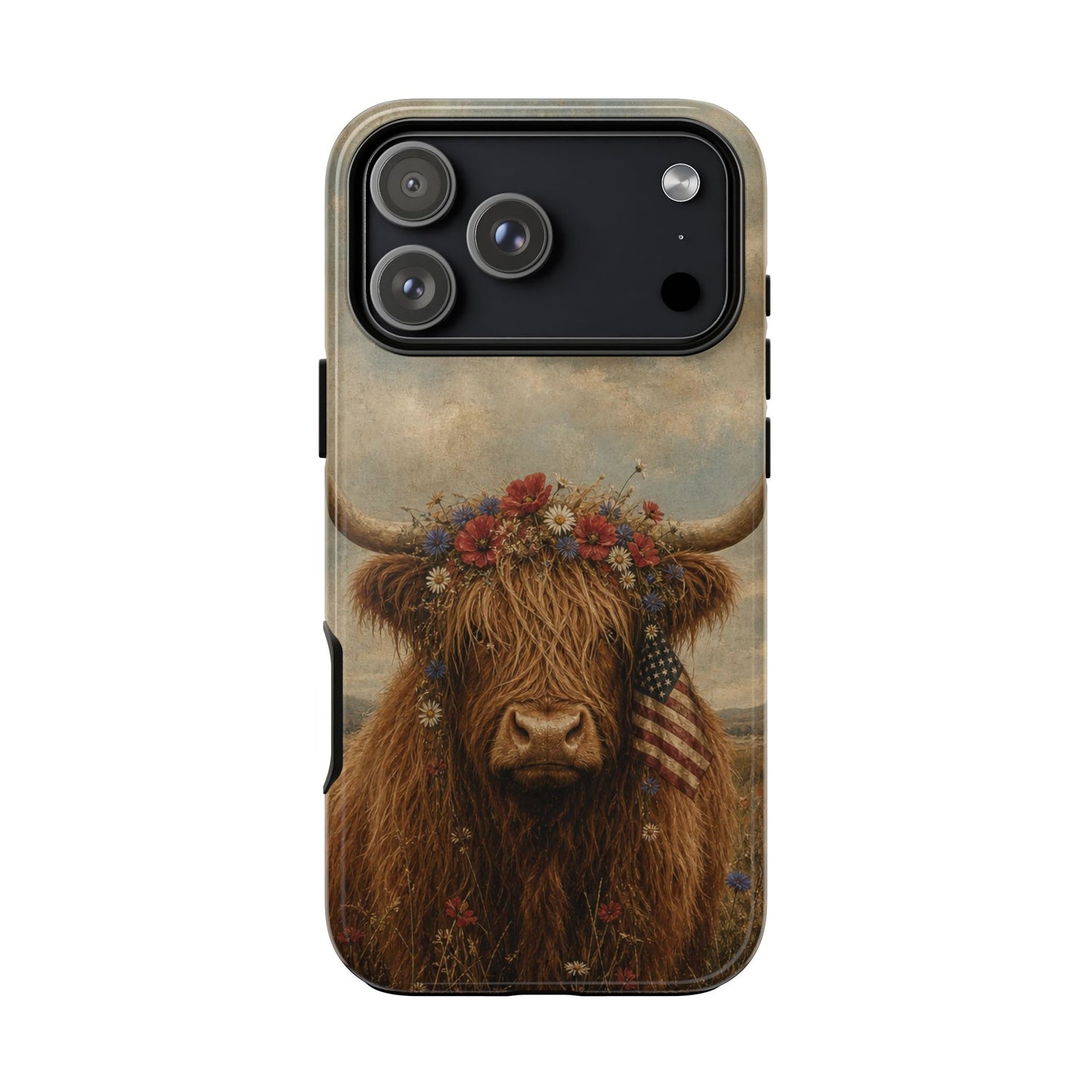 Patriotic Highland Cow Tough Case