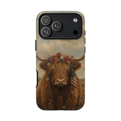 Patriotic Highland Cow Tough Case