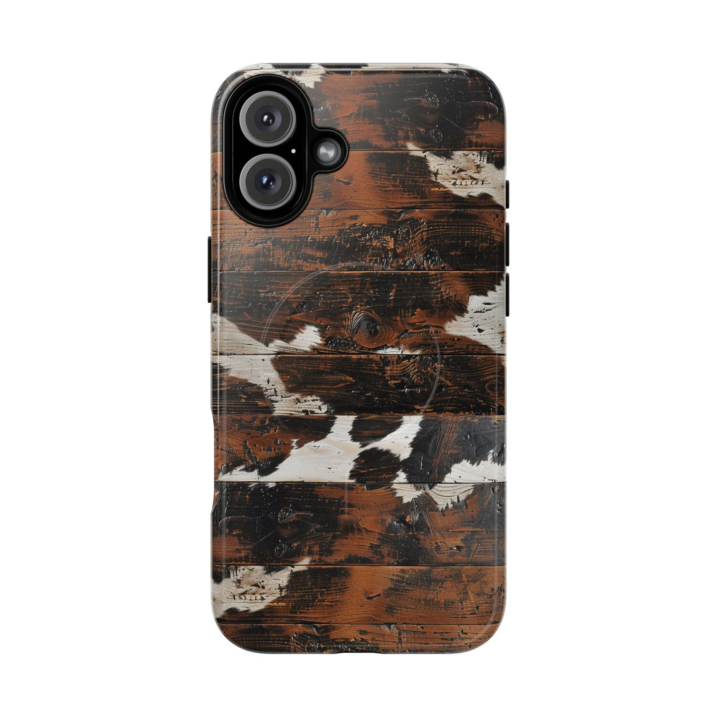 Wooden Cowhide Bull Skull Magnetic Case