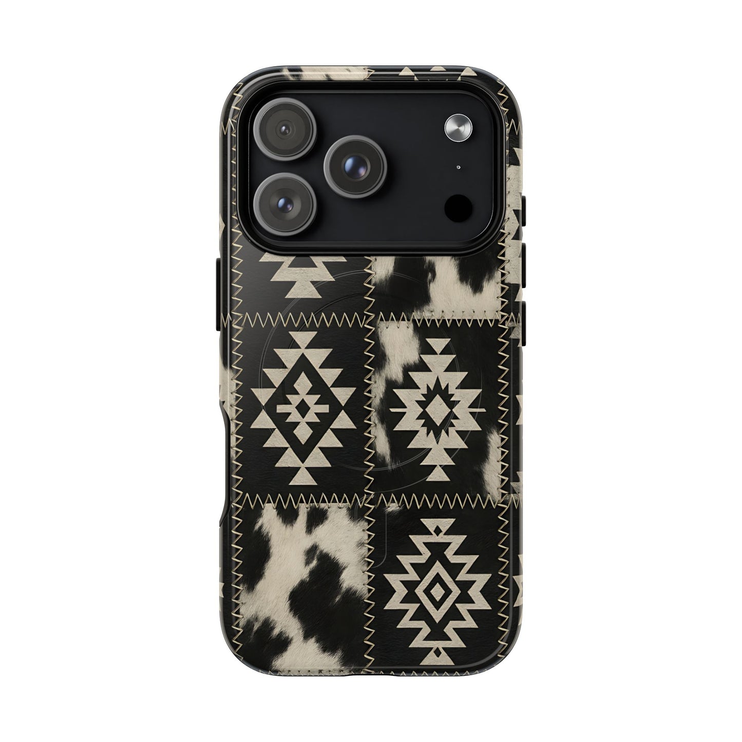 Black Aztec Patchwork Magnetic Case