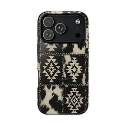 Black Aztec Patchwork Magnetic Case