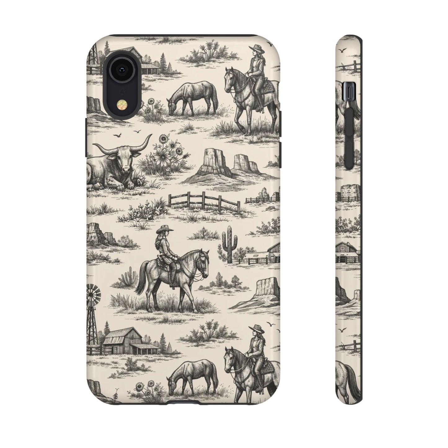 Western Toile Black Tough Case