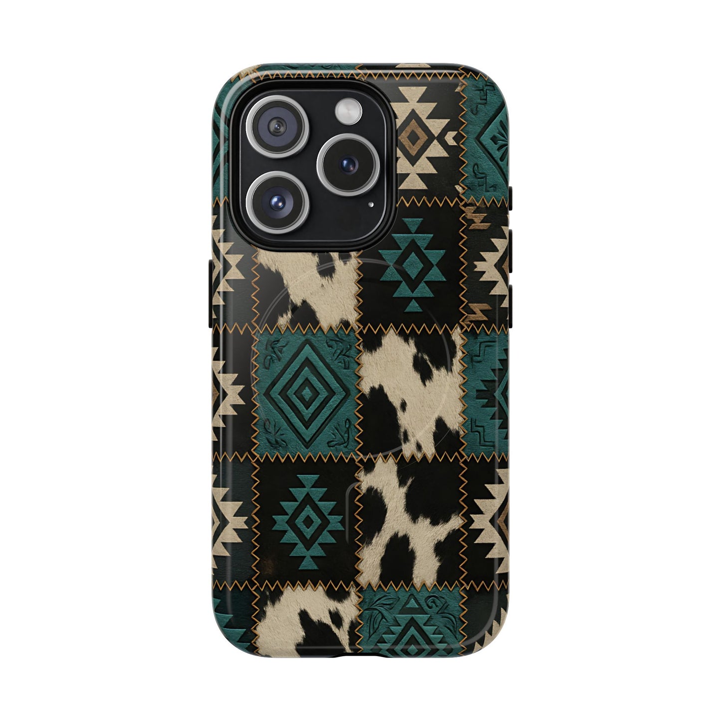 Turquiose Aztec Patchwork Magnetic Case
