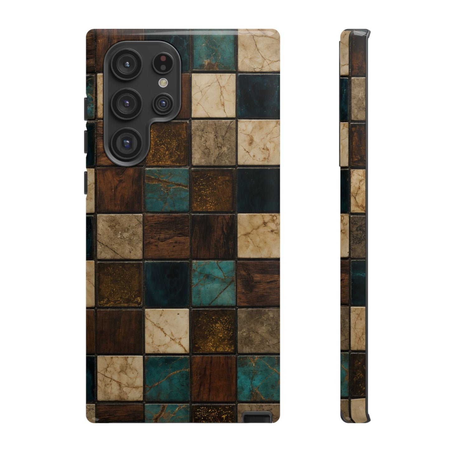 Teal Walnut Tile Tough Case