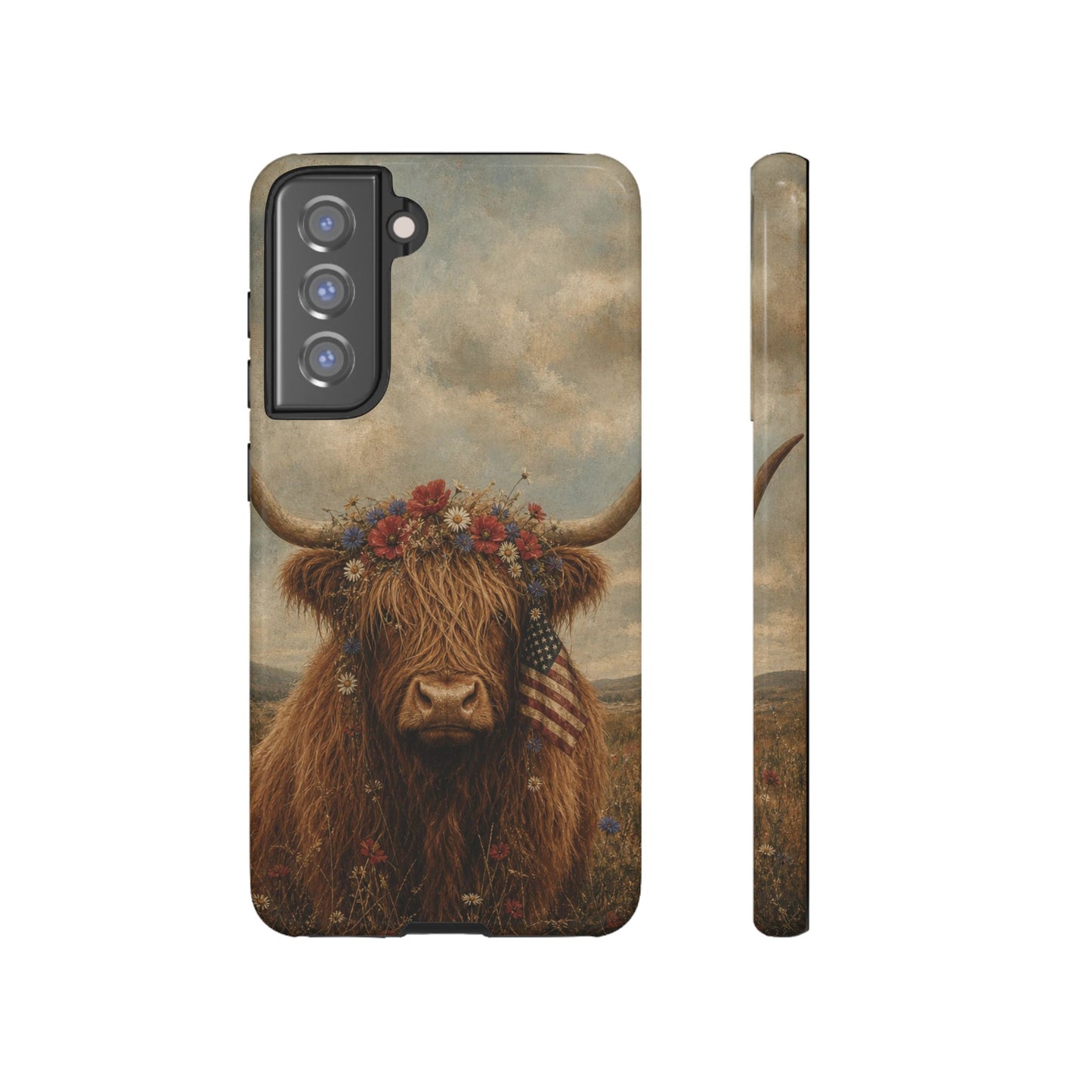 Patriotic Highland Cow Tough Case