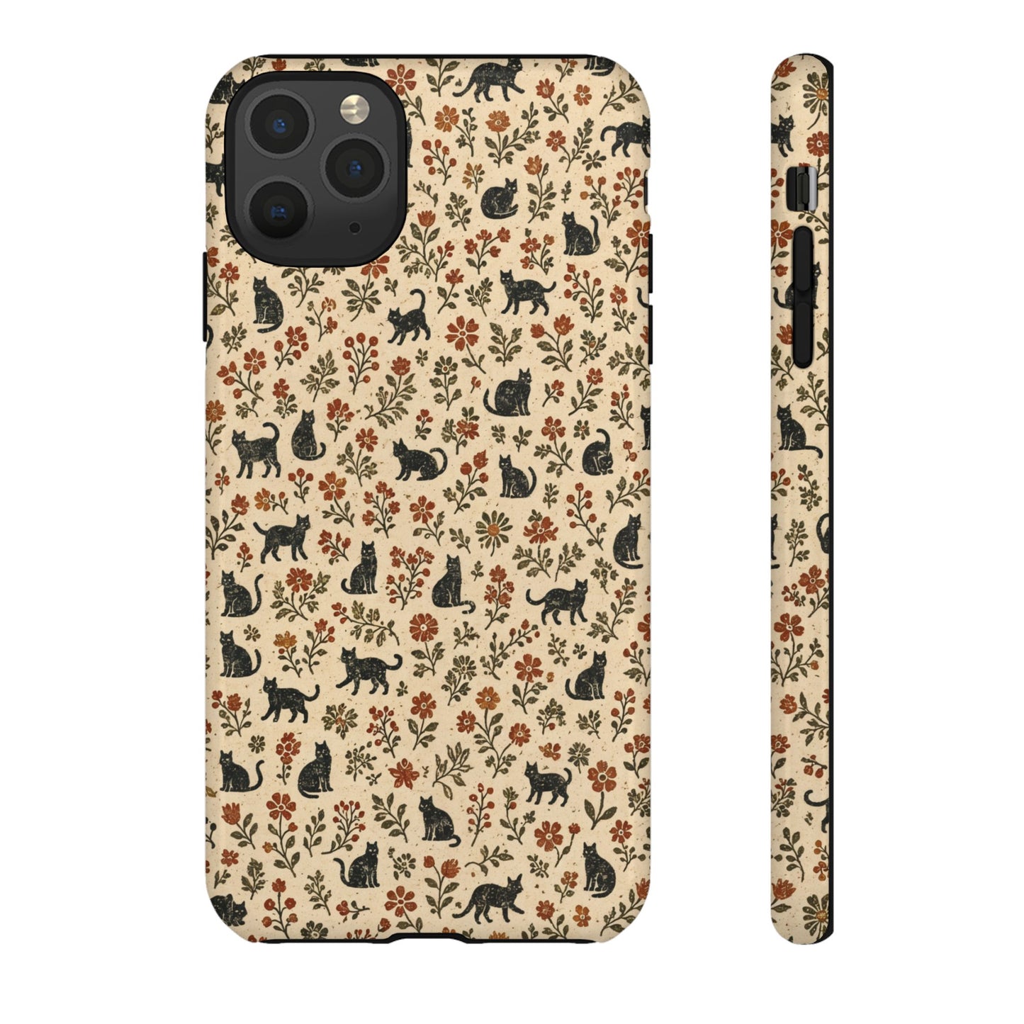 Black Cat Floral Tough Case