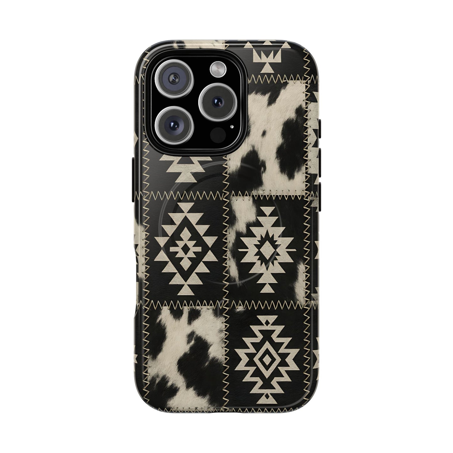 Black Aztec Patchwork Magnetic Case