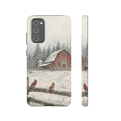 Snowy Red Barn Tough Case