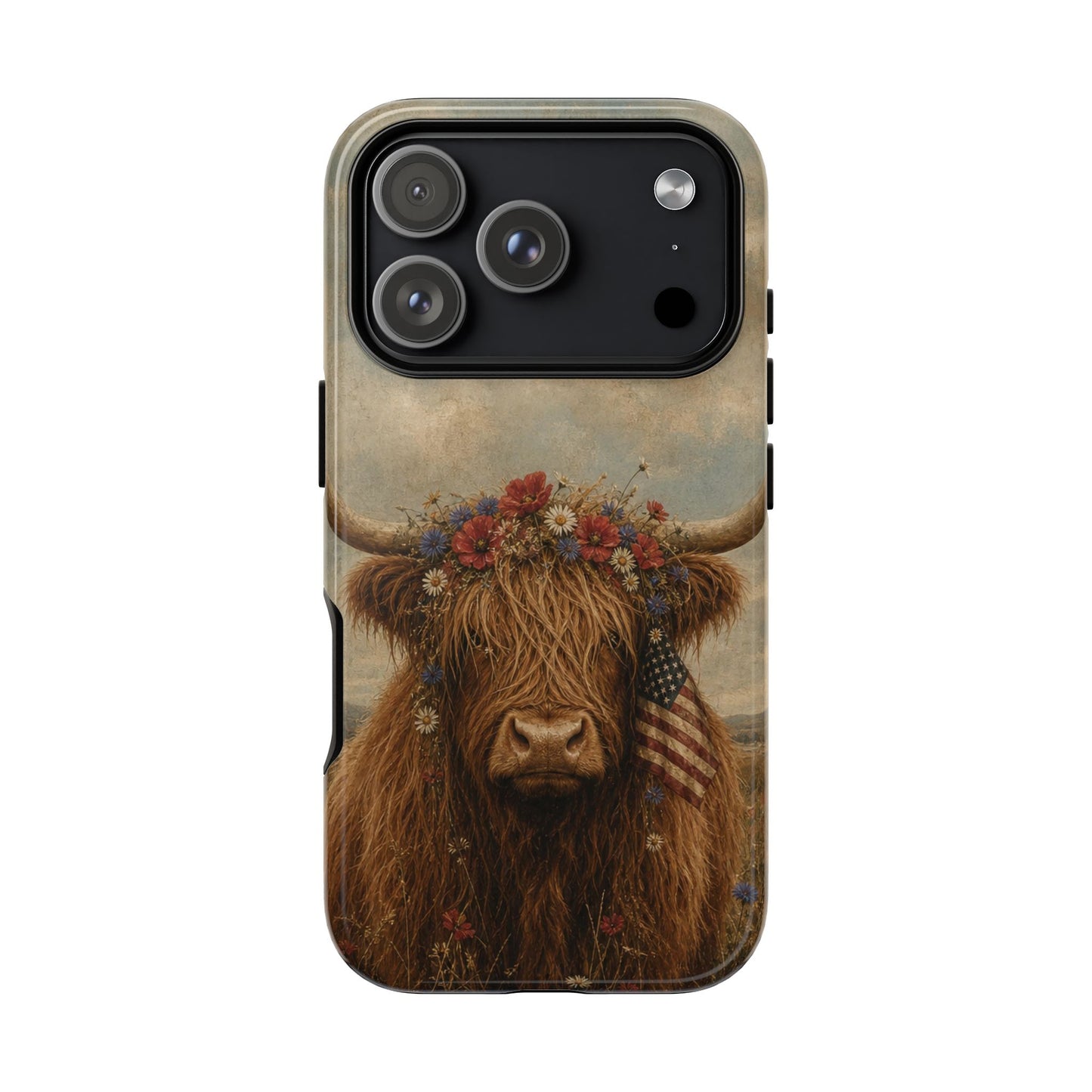 Patriotic Highland Cow Tough Case